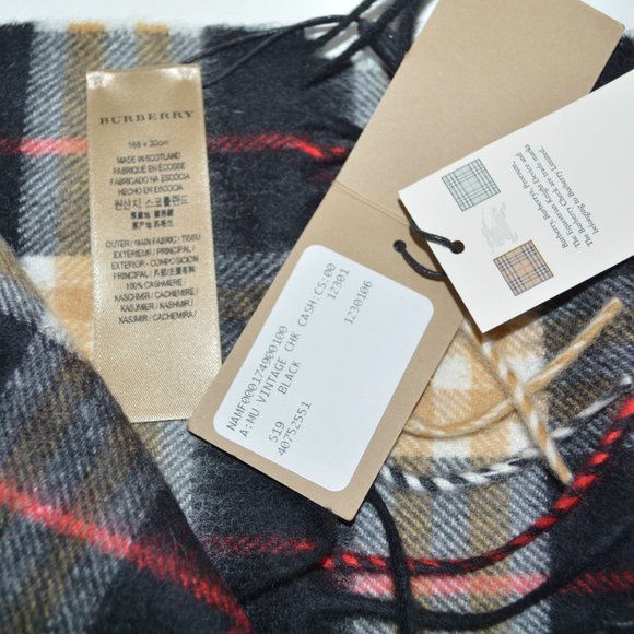NWT BURBERRY COLOUR BLOCK VINTAGE CHECK CASHMERE SCARF - Picture 4 of 4